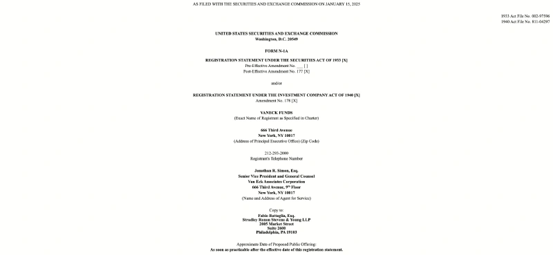 VanEck’s applications