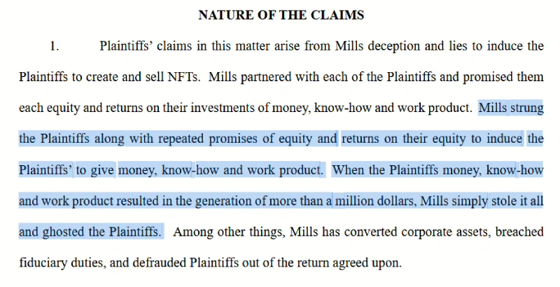 Nature of the claims