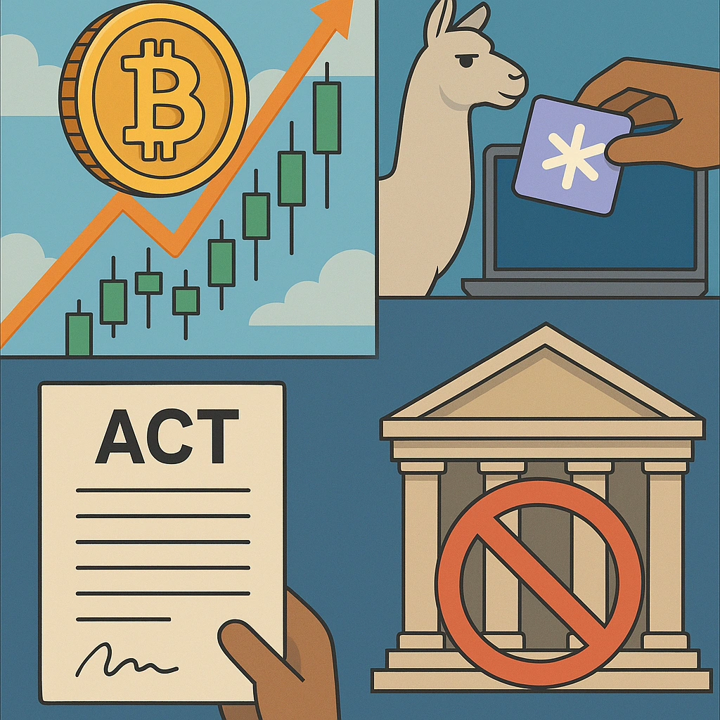 Crypto Market Update: Bitcoin Reaches New Peak, DeFiLlama Removes Aster Data, and GENIUS Act Challenges Banks